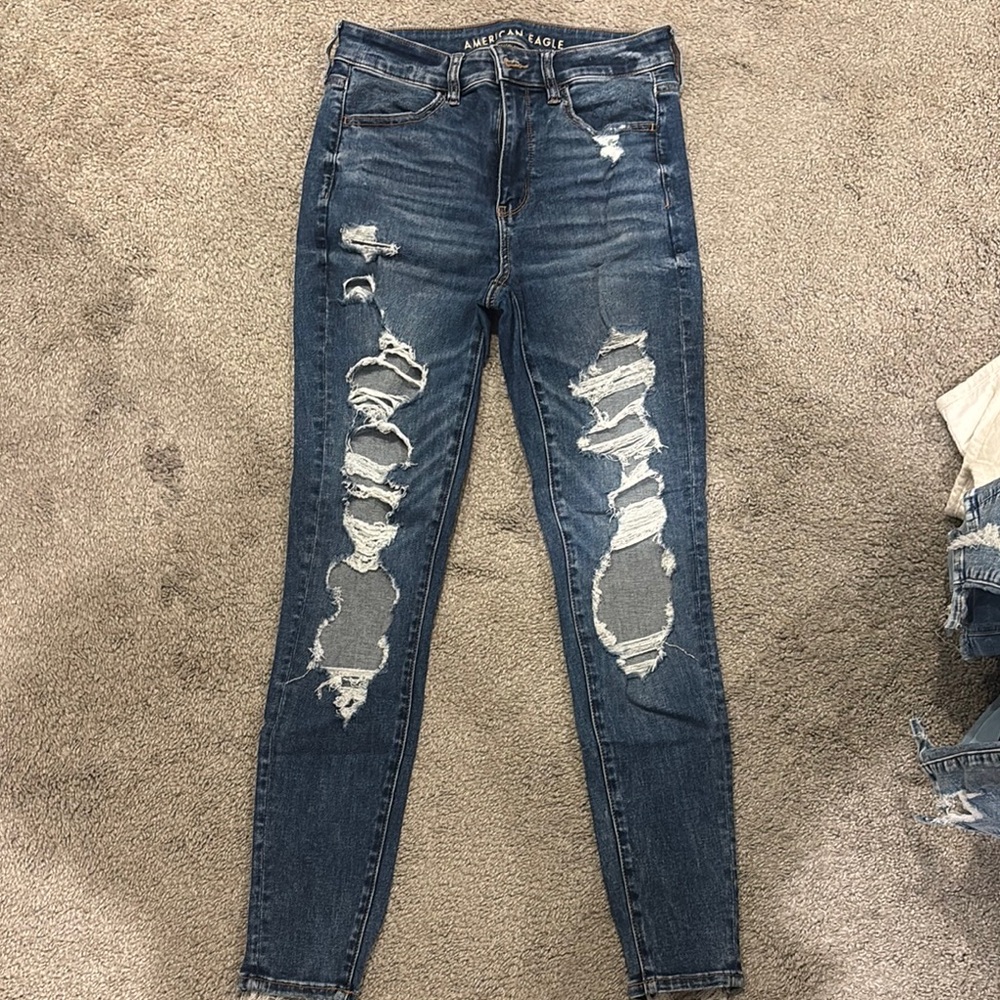 American Eagle Outfitters Blue Skinny Jeans Distressed Style